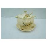 California Original Vintage Hand-Painted Sunflower Themed Soup Tureen Set