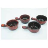 Retro Red Drip Glaze on Brown Base, French Onion Soup Bowls