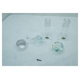 Crystal Candle Stick Holders & Clear Glass Art Snail Figurine