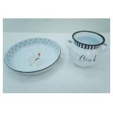 Enamelware Chicken and Rooster Round Tray 11.5" wide