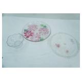 Crystal Poinsettia Round Serving Platters and Mikasa Christmas Night 6" Footed Bowl