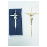 Pewter Cross & Brass Crucifix