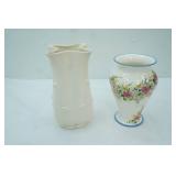 Vintage Red Wing Pottery Acanthus Leaf Vase 9" tall by 6" wide & Hand-Painted Ceramic Vase (signed and dated on bottom)