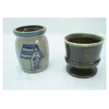 Vintage Hull Pottery F84 Olive Green Drip Glaze Footed Planter