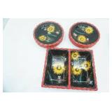 Tuscan Flower Plate "Bella Casa" set of 8 with divided serving tray