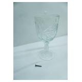 Libbey Hobstar clear pressed glass water goblet with starburst pattern, set of 4