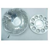 aluminum egg tray, aluminum grape design bowl by the Wilton Co.