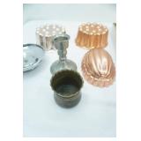 Vintage Pewter Candlestick Holder, Copper Toned Bakeware, and more