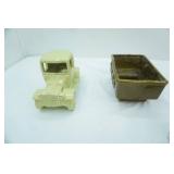 MCM Green Glazed Ceramic Pedestal Planter, Ceramic Model T Car Planter