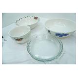 Vintage Anchor Hocking Pie Plates, Furio Home Hand-Painted Ceramic Serving Bowl "Made in Italy"