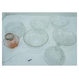 ABP Glass Bowl, Vintage Glass Flower Frog Vase, and Other Crystal Bowls