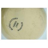 Vintage Hand-Thrown Stoneware Pottery Pitcher w/Iris Flowers, Roseville Alpine Pottery Spongeware Pitcher