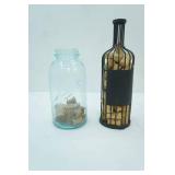 Vintage Ball Large Mason Jar w/vintage wooden spools & Wine Cork Collection