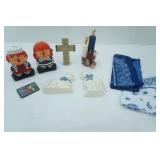 Raggedy Ann & Andy Vintage Candles, Handkerchiefs, Ceramic Cats Wall Hangings