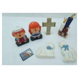 Raggedy Ann & Andy Vintage Candles, Handkerchiefs, Ceramic Cats Wall Hangings