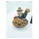 Johanna Parker Thanksgiving Pilgrim Squirrel Critter Bowl (ceramic) and other decor