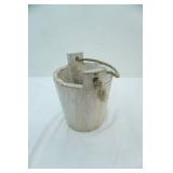 Whitewashed Decorative Wooden Bucket w/Rope Handles