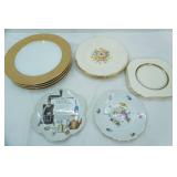 Collection of China Plates and Platters, Gold Theme