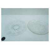 Large Etched Crystal Serving Platter & Large Serving Bowl/Platter