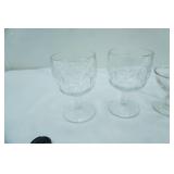 Clear Glass Goblets w/frosted grape pattern, Crystal Glass Hand-Cut Champagne Saucers