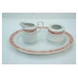 Majesty Fine China Marble Rose Pattern, Serving Platter, Ceramer, and Sugar