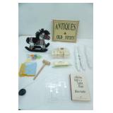 wooden Antiques Sign, Decorative Rocking Horse, Letter Blocks and more
