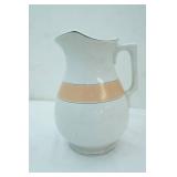 T. Pottery Works Antique White Ironstone Pitcher w/pink/peach band (Victorian Era 1870s-188s)