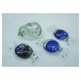 Murano/Murano-Style Hand-Blown Glass Candy Paperweight, Kitten Votive Candle Holder