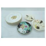 Vintage Red Wing and Gold Rimmed Plate Set