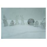 Vintage Avon Nativity Pieces, Crystal Angel Candlestick Holders, Hand-Painted Glass Votive Holder