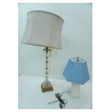 Ornate Lucite-Type Table Lamp & Modern Ceramic Table Lamp