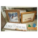 Vintage Wildlife Print, Lake House Wooden Wall Hanging, Canvas Print and more