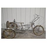 Vintage Chrome 3-Wheel Tricycle with Fenders and Decorative Rack