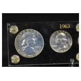 1963 Proof Set - 5 Coins in Acrylic Display Mount