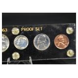 1963 Proof Set - 5 Coins in Acrylic Display Mount