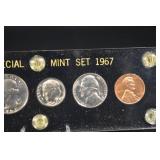 U.S. Special Mint Set 1967 Coins on Acrylic Display Plaque