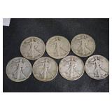 Walking Liberty Half Dollars - 7 Coins - 90% Silver - 1916-1947