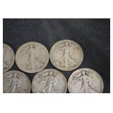 Walking Liberty Half Dollars - 7 Coins - 90% Silver - 1916-1947