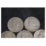 Franklin 90% Silver Halves Lot Of 5