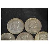 Franklin 90% Silver Halves Lot Of 5