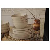 Over & Back 16-Piece Dinnerware Set - 4 Dinner Plates, 4 Salad Plates, 4 Bowls, 4 Dessert Plates