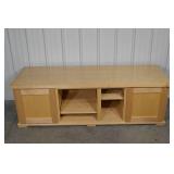 Wooden Console Cabinet - 69.5 in L x 24.25 in D x 21.75 in H - Central Shelves, End Cabinets