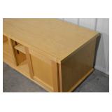 Wooden Console Cabinet - 69.5 in L x 24.25 in D x 21.75 in H - Central Shelves, End Cabinets