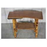 Rustic Wooden 2-Tier Bench with Lower Shelf - 27 in L x 11 in W x 21 in H