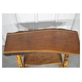 Rustic Wooden 2-Tier Bench with Lower Shelf - 27 in L x 11 in W x 21 in H