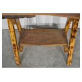 Rustic Wooden 2-Tier Bench with Lower Shelf - 27 in L x 11 in W x 21 in H