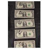 Trinary One Dollar Notes - Novelty Currency Display Set (5-Piece)