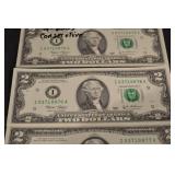 United States Two Dollar Bills (Lot of 4) Series 2003 - Consecutive Serial Numbers