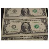 US One Dollar Notes - 10 Consecutive Serial Numbers (I63443401B to I63443410B)