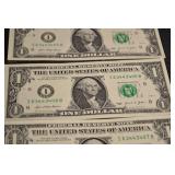 US One Dollar Notes - 10 Consecutive Serial Numbers (I63443401B to I63443410B)
